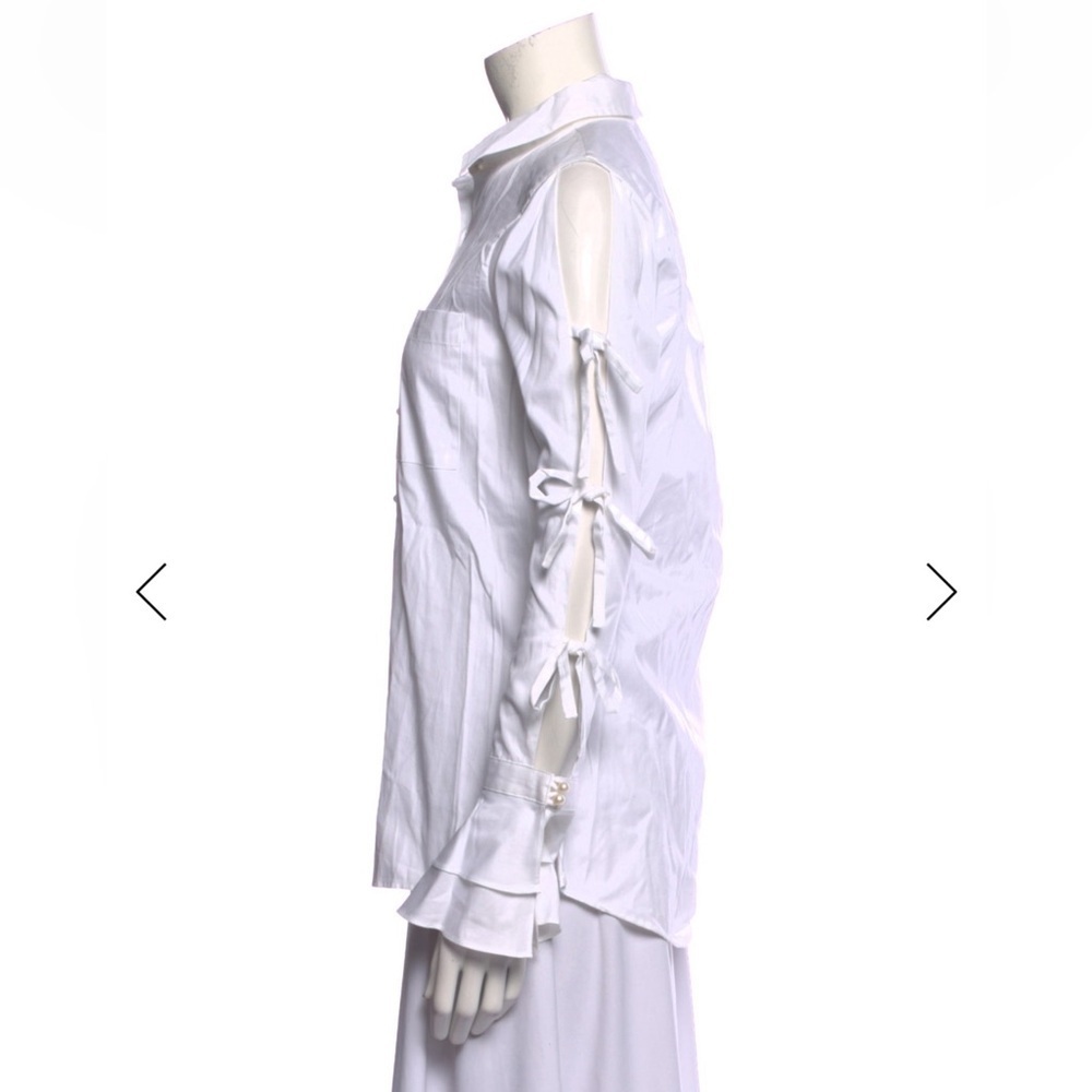 Jonathan Simkhai White Blouse with Tie Details - Picture 2 of 9